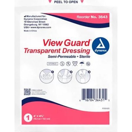 DYNAREX Dynarex View Guard Sterile Transparent Dressings, 4inL x 4-3/4inW, 200 Pcs 3643